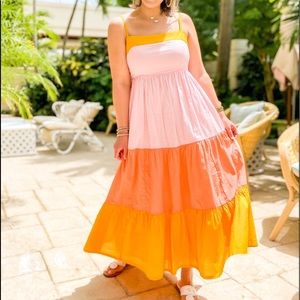 J. Crew summer striped maxi dress.